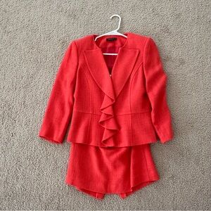Tahari Vibrant Red Blazer and Skirt Set
